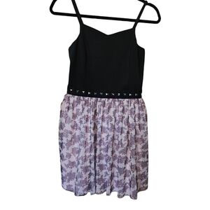 Kids Girls XL Black And Floral Spaghetti Strap Dress